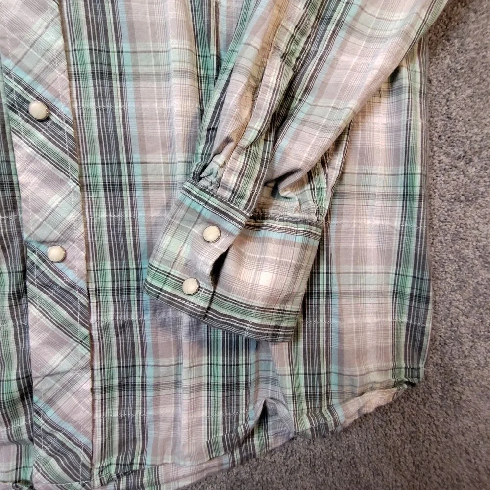 Resistol University RU Plaid Button Up Shirt Long Sleeve Cotton Green Mens XXL